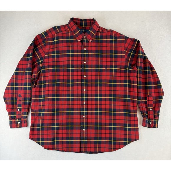 Polo by Ralph Lauren Men's 2XB Red & Blue Button Down Flannel - Picture 1 of 9